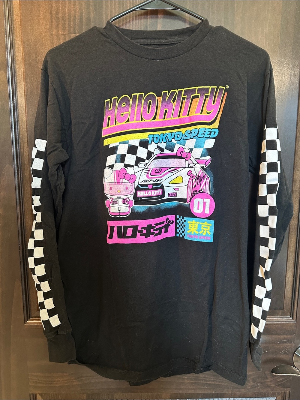 Hello Kitty Black Long-Sleeve Tokyo Speed Graphic Tee SIZE S 🏎️